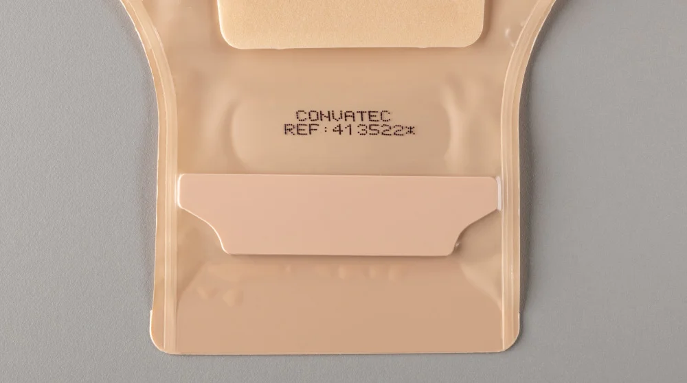 a close-up of a drainable pouch