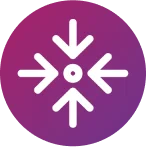 Icon aus einem violetten Kreis mit einem Schneeflockenausschnitt, der die hohe Flüssigkeitsaufnahme des ConvaMax™ Superabsorbers visualisieren soll.